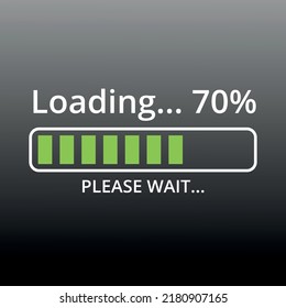 vector loading progress bar, loading icon, 70% loading illustration.