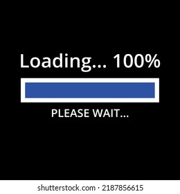 Vector loading progress bar, loading icon, 100% loading bar illustration.