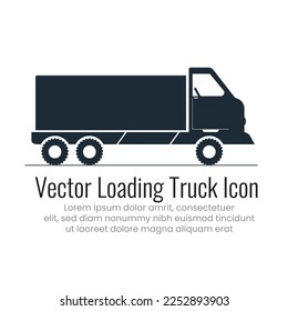 Vector loading truck illustration, Vector silhouette of Heavy vehicle, An element for creating logo design
