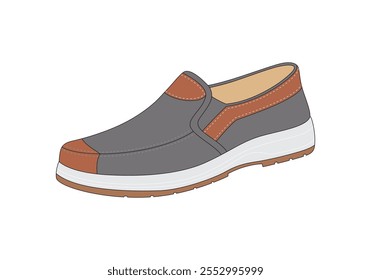 Diseño de mocasín de Vector, boceto de zapatos, Vector de zapatillas, ilustración de contorno de zapatos, dibujo de Vector. Zapato aislado en el fondo blanco, mocasín de Ilustración vectorial, Clipart de zapatos.