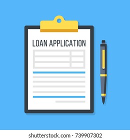 Vector loan application form  Clipboard   pen