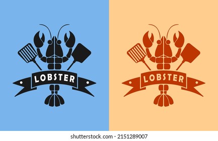 vector lobster logo for seafood and restaurant. vector simple flat design logo icon.