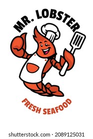 Vector Of Lobster Seafood Cartoon Logo