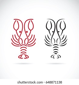 Vector of lobster shrimp design on white background, Aquatic animals.