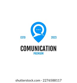 Idea del diseño del logotipo del chat de localización del vector