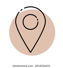 Vector location icon on the background of a beige circle