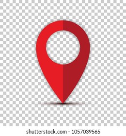 Vector location icon. Pin pictogram, navigation sign, map symbol. Isolated on transparent background with realistic shadows eps 10. Template for web app UI logo design premium quality illustration. 