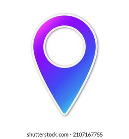Vector Location pin icon. Paper sticker with shadow. Colored map pointer icon isolated.