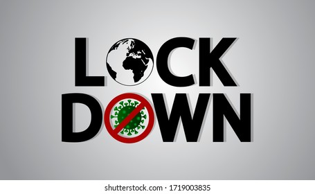vector lock down Image of a virus and earth depicting not leaving the house to avoid the corona virus,design lock