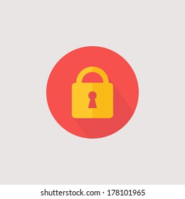 Vector lock icon. Flat design with long shadow