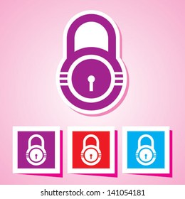 Vector lock icon on Colourful Background