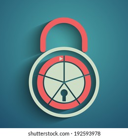 vector lock icon on green
