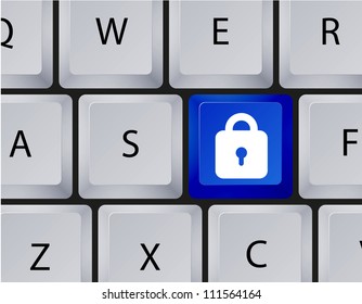 Vector lock icon on keyboard. Eps 10