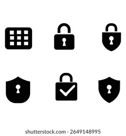 Vector lock icon set featuring different padlock styles in flat and outline format. Perfect for cybersecurity, privacy, and mobile UI use