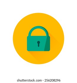 Vector lock icon. Trendy flat design style with long shadow. Vector element for web design and infographics . For web and print design.