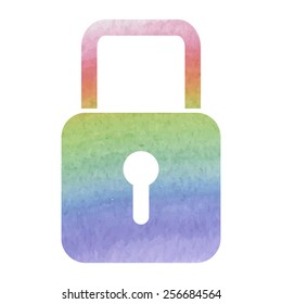 Vector lock icon. Watercolor effect