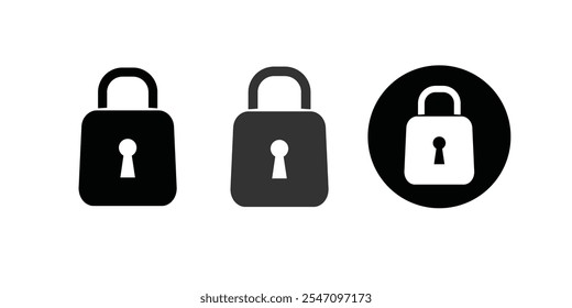 Vector lock icons. Lock or closed padlock icons. Icon for the site.