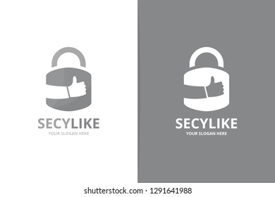 Vector lock and like logo combination. Safe and best symbol or icon. Unique padlock and choice logotype design template.