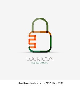 Vector lock, security company logo design, business symbol concept, minimal line style