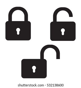 vector lock unlock icon in flat style