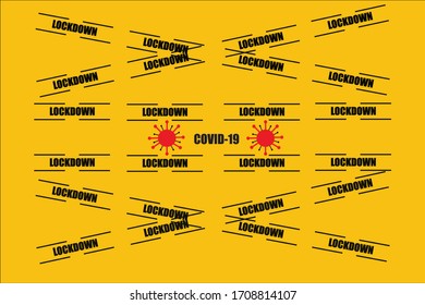 Vector Of Lockdown Due To Covid 19 Pandemic On Yellow Background.