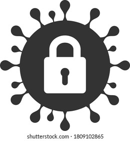 Vector locked coronavirus flat icon. Vector pictogram style is a flat symbol locked coronavirus icon on a white background.