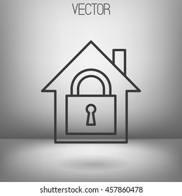 Vector locked house icon. Home sign. Grey gradient fond.