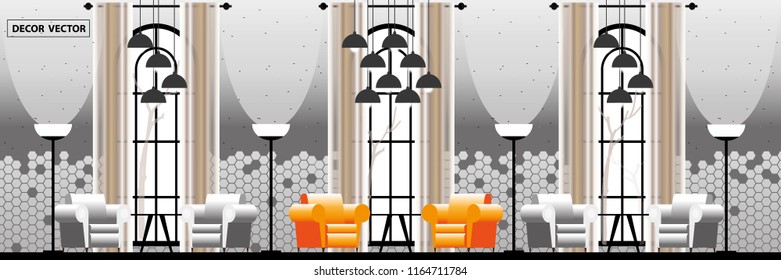 vector loft style living area in hotel