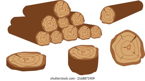 Vector log icons on isolated white.