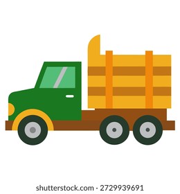 Vector of logging truck on white background.