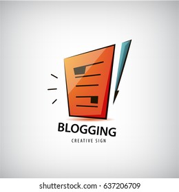 Vector logging, writing, freelance logo. Paper and pen icon