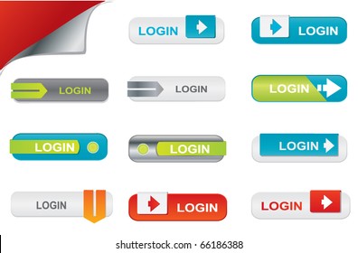 Vector Login Buttons, Website Elements