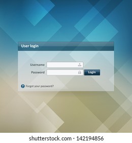 Vector log-in form element on modern background. Layered. Isolated from background.