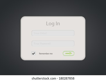 Vector login form on dark background. Eps 10