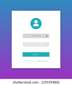 Vector login form page template on white background for app development, smartphone mockups, website ui elements, online login form, registration, user profile, access to account concept. 10 eps