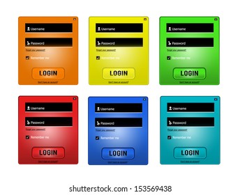 Vector login form set on white background