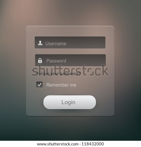 Vector login form ui element on dark background