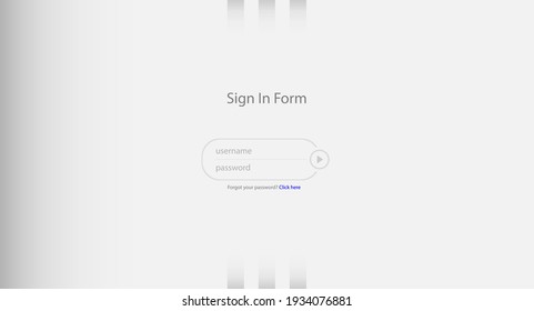 Vector login form. For websites or mobile design. Flat style. minimalism. blackout. executed in a gray background. EPS10