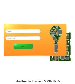 Vector login icons with chip-set