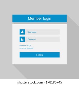 Vector login interface - username and password, flat design