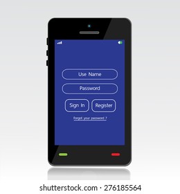 Vector login mobile interface