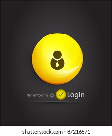 Vector login page with glass shiny sphere