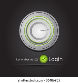 Vector login page with tune power button