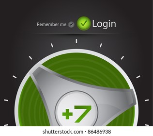 Vector login page with tune power button