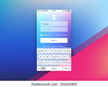 Vector Login and sign in form template for mobile user interface.