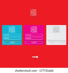 vector Login website template flat design. EPS8. red website template