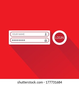vector Login website template flat design. EPS8. red website template