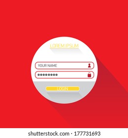 vector Login website template flat design. EPS8. red website template