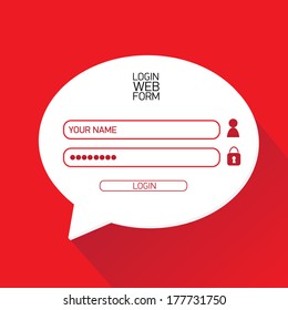 vector Login website template flat design. EPS8. red website template
