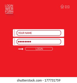 vector Login website template flat design. EPS8. red website template